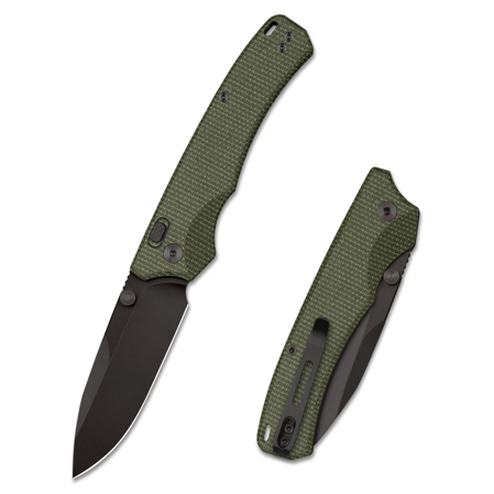 Remette WD107MGB Knife Military Green Micarta, Black Titanium 14C28N