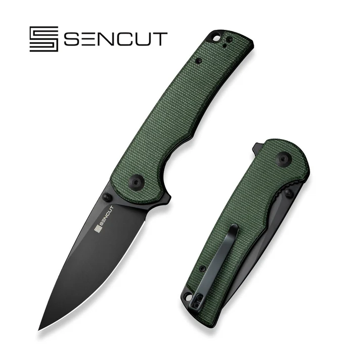 Sencut Praktisk Green Canvas Micarta, Black 9Cr18MoV (S24019-3)