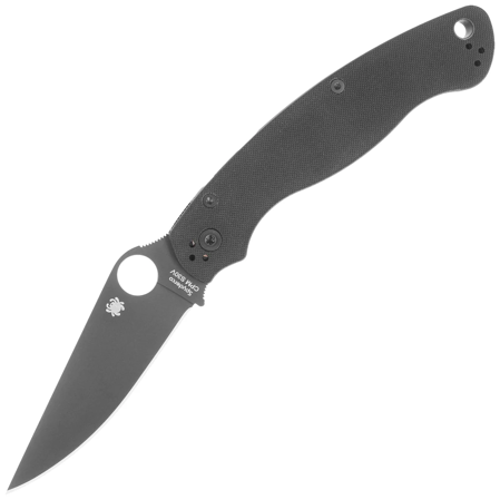 Spyderco Military 2 Black G10, Black DLC CPM S30V Plain by Sal, Eric Glesser Knife (C36GPBK2)