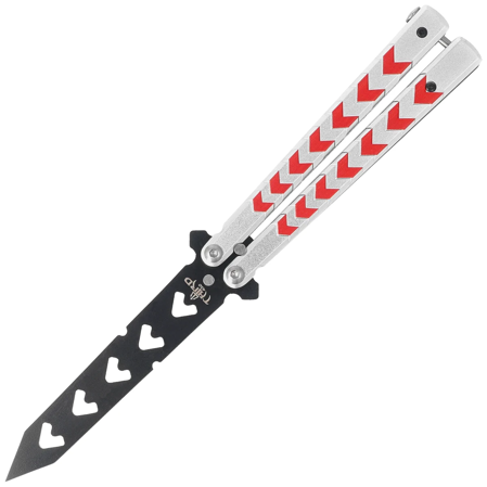 Third Decor Habitat Balisong Training Knife White/Red Aluminium, Black 420 (K2813-2)