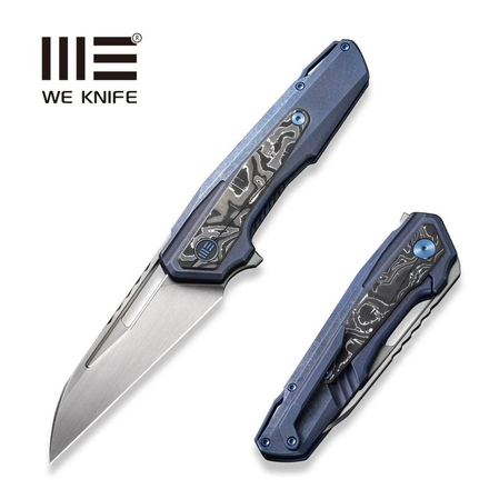 WE Knife Falcaria Blue Titanium/Aluminum Carbon Fiber, Hand Rubbed Satin CPM 20CV by Maciej Torbé (WE23012B-3)