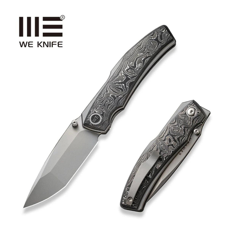 WE Knife Swordfin Titanium/Aluminum Foil Carbon Fiber, Silver Bead Blasted CPM 20CV by Thys Meades (WE23067-3)