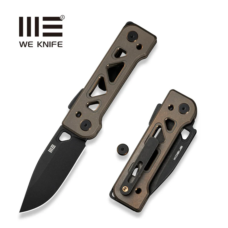 WE Knife Tyro Bronze/Gold Titanium, Black Stonewashed CPM 20CV by Snecx Tan (WE24001-3)