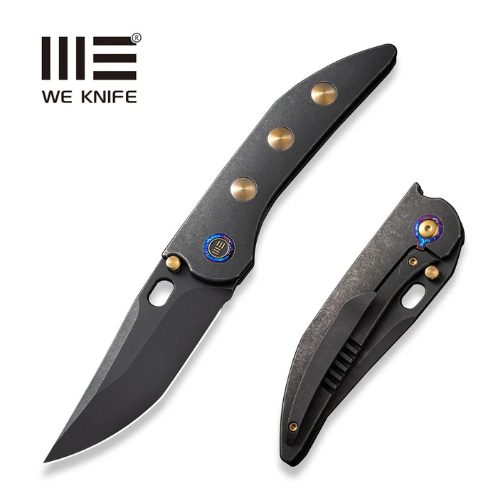 We Knife Attor Black/Golden Titanium, Black Stonewashed CPM 20CV by Dalibor Bergam (WE23037-1)