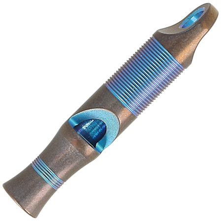 We Knife Whistle Blue Titanium with Brown Paracord (A-05BP)