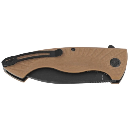 Kubey Timberwolf KU208H Knife Tan G10, Blackwashed 14C28N