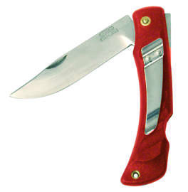 Mikov Crocodile Red ABS Folding Knife, Mirror 420 (243-NH-1 CLIP/RED)