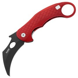LionSteel L.E.One Knife Red Aluminum, Chemical Black MagnaCut by Emerson Design (LE1 A RB)