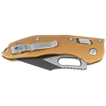 Nóż składany Microtech Stitch S/E Fluted Tan Aluminium, Black/Satin M390MK by Borka Blades and Tony Marfione (169RL-1FLTA)