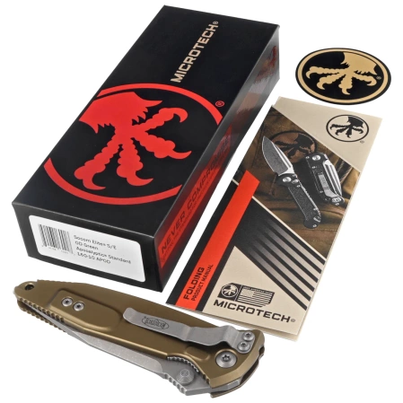 Microtech Socom Elite S/E-M Knife OD Green Aluminum, Apocalyptic M390 by Tony Marfione (160-10APOD)