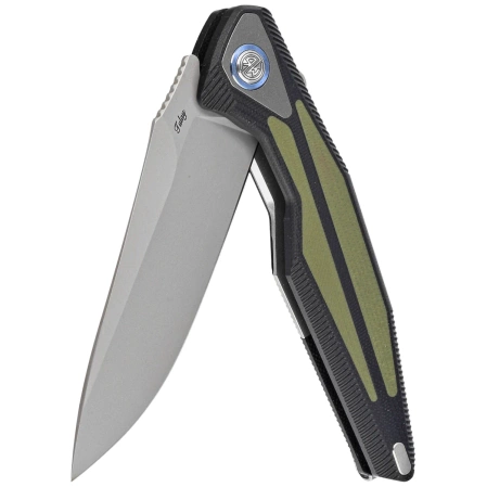 Nóż składany RikeKnife Tulay Integral Black G10/OD Green G10 Inlay, Satin 154CM (RK-TULAY-BOG)
