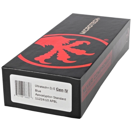 Microtech Ultratech Gen IV D/E OTF Knife Blue Aluminum, Apocalyptic M390MK by Tony Marfione (11224-10APBL)