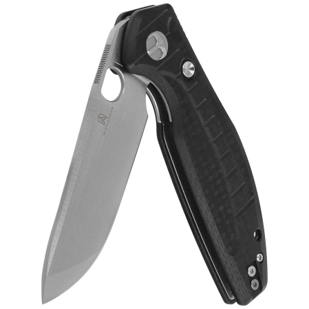 Bestechman Angry Owl Knife Black G10 w/ Carbon Fiber Pattern, Satin/Stonewashed D2 by Keanu Alfaro (BMK12F-1)