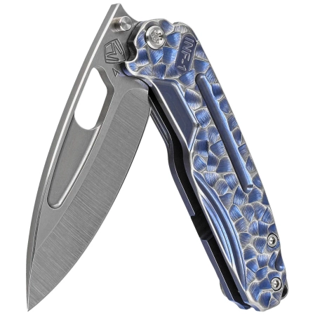 Nóż składany Medford Infraction Blue/Silver Titanium ''Peaks and Valleys'', Std HW, Brsh Clip, Tumbled S45VN by Greg Medford (MK031STQ-37A2-TSCS-BN)