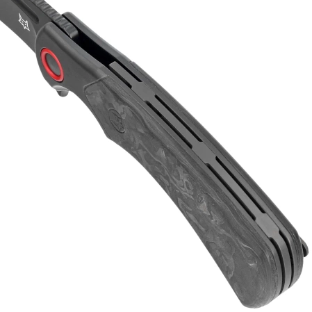 Fox 40th Anniversary Folding Knife Marble Carbon Fiber, Black PVD M390 knife (FX-F2017 R)