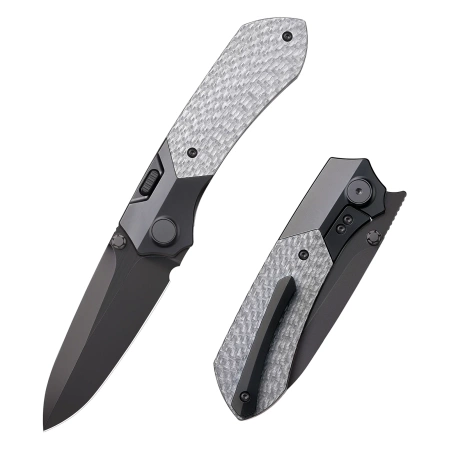 Nóż składany Remette RT-Meteor Black DLC Titanium/Gray Carbon Fiber, Black DLC M390 (RTPT-BD)
