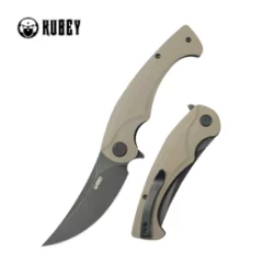 Nóż składany Kubey Scimitar KU173N Tan G10, Blackwashed 14C28N