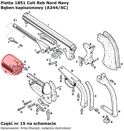 Spare Fluted Cylinder for Pietta Colt 1851, 1860, 1861 .36 (A344/SC)