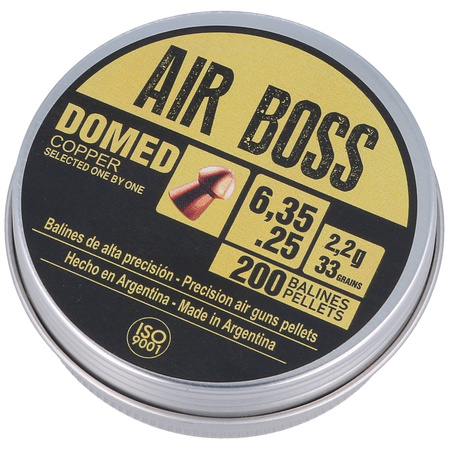 Apolo Air Boss Domed Copper AirGun Pellets .25/6.35 mm, 200 pcs 2.20g/33.0gr (30200)