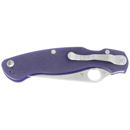 Spyderco Military 2 Dark Blue G10, Satin CPM S110V Plain by Sal, Eric Glesser Knife (C36GPDBL2)