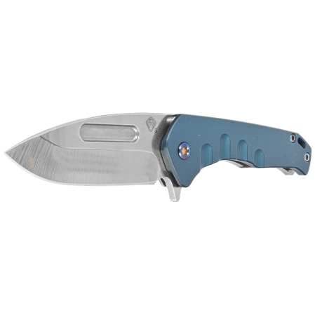 Medford Knife Praetorian Swift FL Flipper Tumbled Blade, Blue Handle, Flamed HW/Clip, S45VN (MKFF2064TD-44TM-TFCF-Q4)