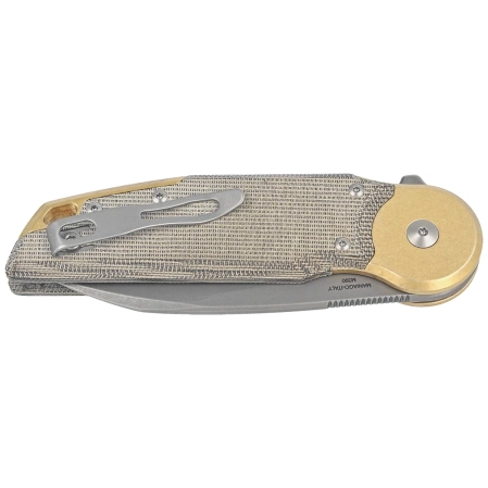 Fox Metamorphosis Green Micarta Knife, Acid Stonewashed M390 (FX-556-B4)