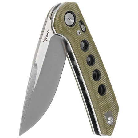 Reate PL-XF-3 Knife Green Micarta/Black G10 Inlay, Stonewashed Nitro-V