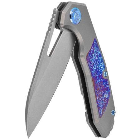Kubey KB Knives Vagrant Gray Titanium/Timascus, Beadblasted CPM S35VN by Maksim Tkachuk (KB284H)