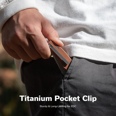 Civivi Clingman Knife Brown Canvas Micarta, Satin Nitro-V by Taylor Martin Best Damn EDC (C23065-3)