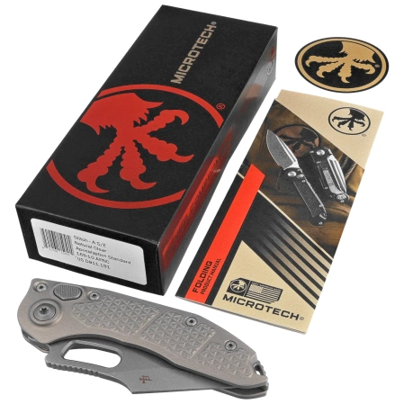 Nóż automatyczny Microtech Stitch-A S/E Natural Clear Aluminium, Apocalyptic M390 by Borka Blades and Tony Marfione (169-10APNC)