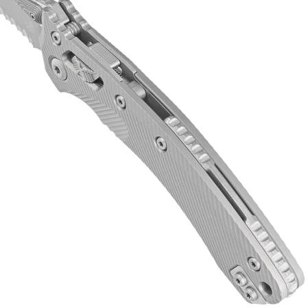 Nóż składany Microtech Amphibian Ram-Lok S/E Fluted Natural Clear Aluminium, Apocalyptic P/S M390MK by Tony Marfione (137RL-11APFLNC)