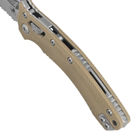 Microtech Amphibian Ram-Lok S/E Knife Fluted Tan G-10, Stonewashed P/S M390MK by Tony Marfione (137RL-11FLGTTA)