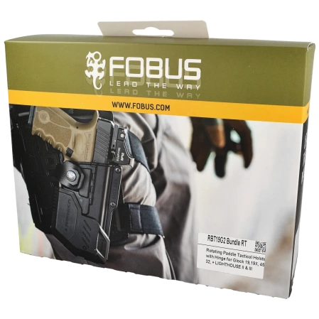 Kabura Fobus Obrotowa płetwa, Glock 19, 19X, 23 (Wykluczone 23 i 22 Gen 5), 32, 45 kabura taktyczna + Latarki i jednostki ochrony laserowej (Wykluczone 23 i 22 Gen 5) (RBT19G2 Bundle RT)