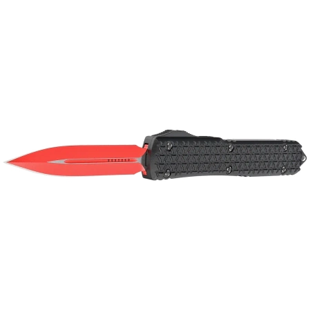 Microtech Ultratech D/E Sith Lord Signature OTF Knife Tri-Grip Black Aluminum, Red M390 by Tony Marfione (122-1SL)