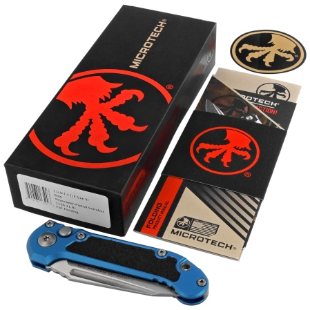 Microtech LUDT Gen III T/E Automatic Knife Blue Aluminum, Stonewashed P/S M390MK by Tony Marfione (1136-11BL)