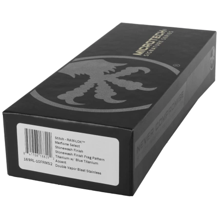 Nóż składany Microtech Marfione Select Stitch Ram-Lok S/E Frag Titanium, Ti Blue HW, Double Vapor Blast M390MK by Borka Blades and Tony Marfione (169RL-10FRMS2)