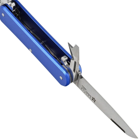 Fox Vulpis F4 Sky Blue Aluminum, Polished N690Co Pocket Knife (FX-VP130-F4 SB)