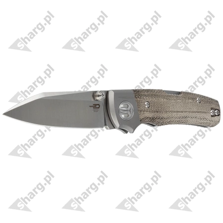 Bestech Tonic Grey Titanium/Green Canvas Micarta, Satin M390 by Colin Maisonpierre Knife (BT2204C)