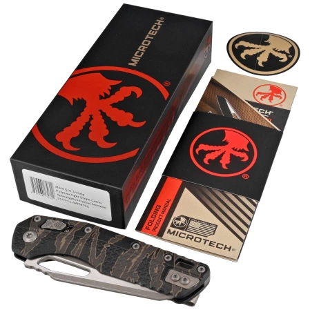 Nóż składany Microtech MSI S/E Tiger Stripe Camo Tri-Grip Polymer, Apocalyptic P/S M390MK by Tony Marfione (210T-11APPMTRC)