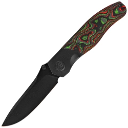 Kubey KB Knives Velvet Snake Black DLC Titanium/Watermelon Sugar CamoCarbon, Black DLC M390 by Bastard Knives (KB266C)
