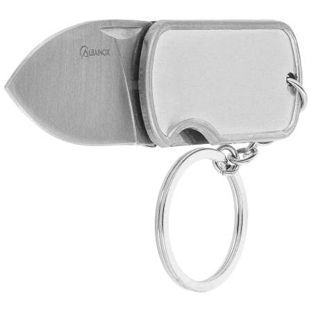 Martinez Albainox Dog Tag Keychain Knife Satin Stainless Steel, Satin 3Cr13Mov (18653)