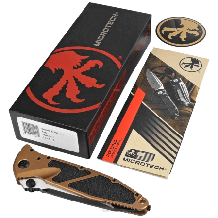 Microtech Socom Elite T/E-M Knife Tan Aluminium, Black M390MK by Tony Marfione (161-1TA)