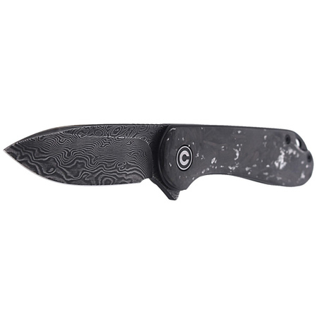 CIVIVI Knife Elementum Flipper Shredded Carbon Fiber / Silvery Shred, Black Damascus (C907C-DS2)