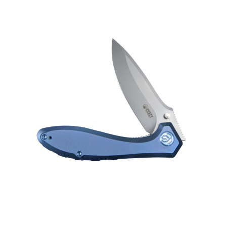 Kubey Ruckus Knife Blue Titanium, Beadblasted CPM 20CV by Sherif Manganas (KB314R)