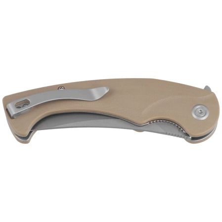 Kubey Scimitar Knife Tan G10, Beadblasted 14C28N (KU173M)
