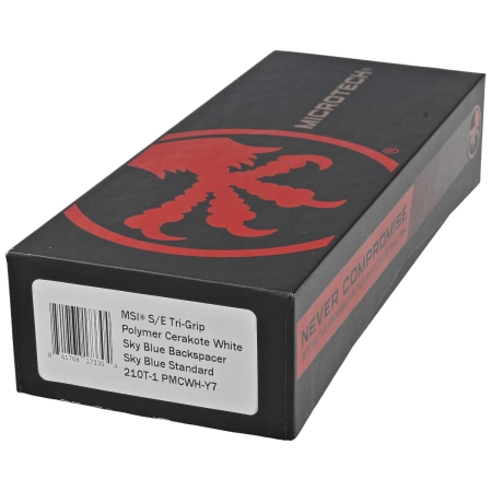 Microtech MSI S/E Ram-Lok White Tri-Grip Polymer, Sky Blue M390MK by Tony Marfione (210T-1PMCWH-Y7)