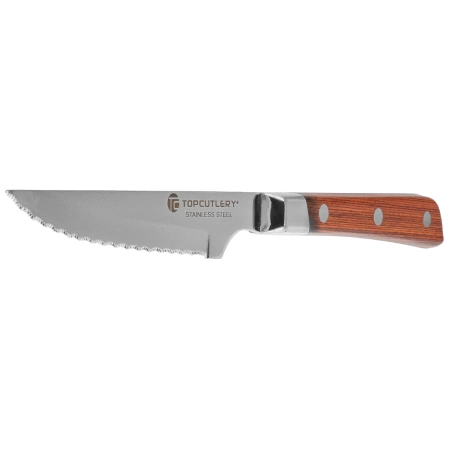 Nóż kuchenny do steków Top Cutlery Steak Red Stamina Wood, Satin 3Cr13Mov (17480)