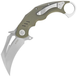 Kubey Wrath Knife Green G10, Beadblasted 14C26N by MUZI Design (KU261B)