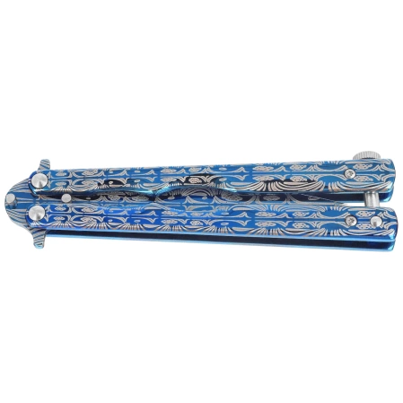 Nóż składany motylek Martinez Albainox RainBlue Balisong Blue Printed Steel, Blue Printed 3Cr13Mov (02140)