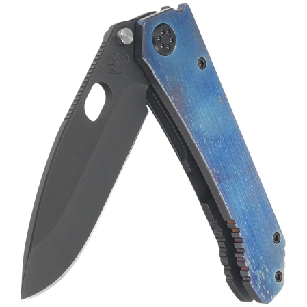 Medford 187 DP Brushed/Flamed ''Galaxy'' Titanium, Black HW, Brsh/''Galaxy'' Clip, DLC D2 by Greg Medford (MK002DPD-03PV-TPCF-Q4)